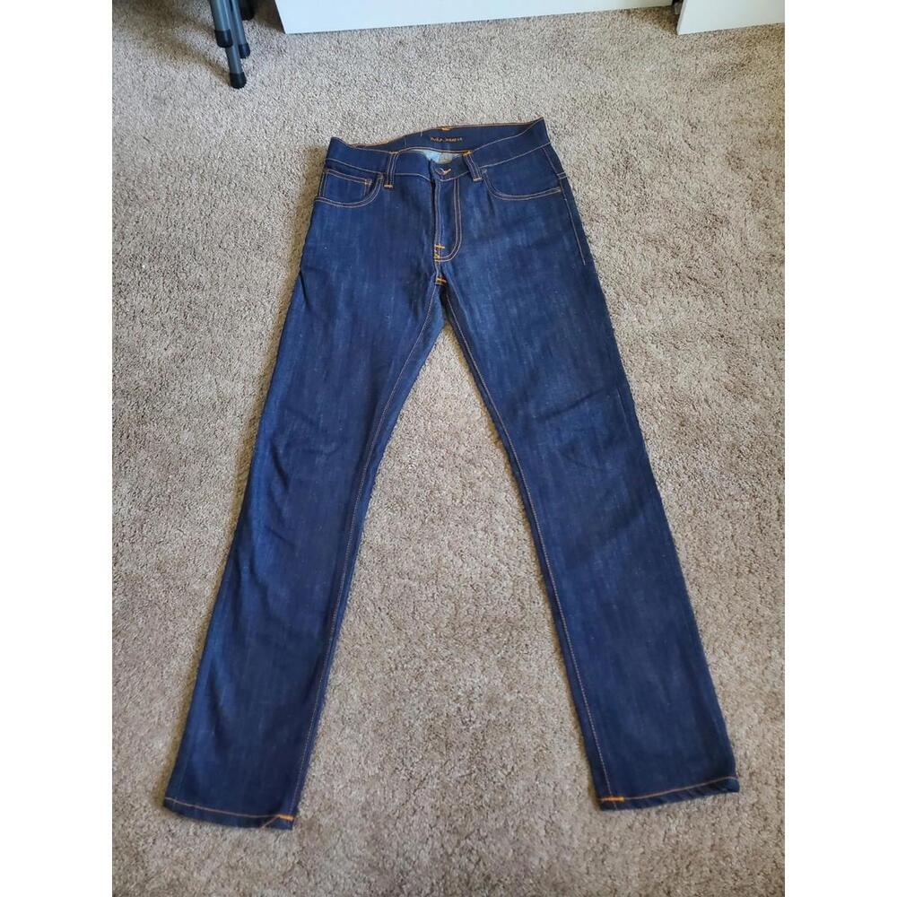 Nudie Jeans Dark Wash Size 29 X 30 Blue 100% Organic Cotton Great Cond.
